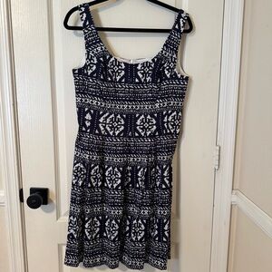 Navy and White Patterned Dress